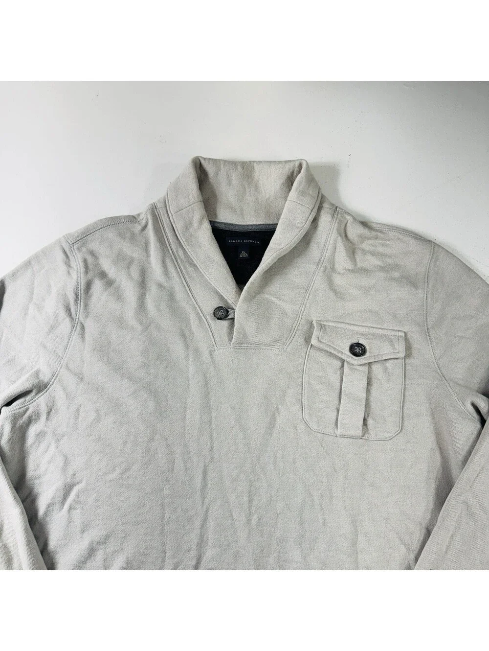 Banana Republic 1/4 Button Sweater Light Gray Mens Size XL